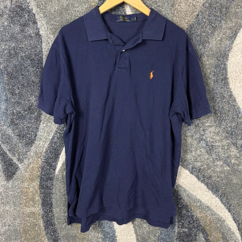 Polo Ralph Lauren Polo Shirt Mens XL Navy Blue Excellent Short Sleeve Pique